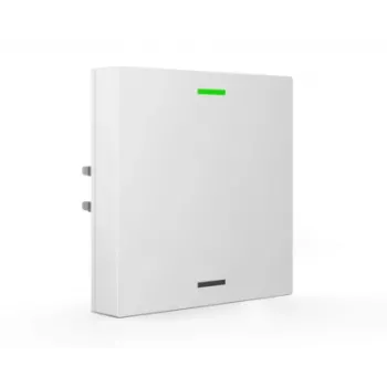 MDT BE-TAL63T1.01 KNX stikla spiedpoga 1-vietīga ar RGB-W statusa LED, temperatūras un apgaismojuma sensoriem, Studio White Glossy Neutral