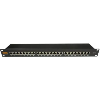 IT-BUDGET 19 inch Business Patch Panel, ekranēts, Cat.6A, 24 porti, 1U, PoE+ gatavs, iebūvēta putekļu aizsardzība, melns (90ITBPP6ASSS)