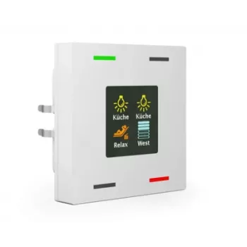 MDT BE-TAS63T4.01 KNX Smart 63 stikla spiedpoga 4-kārtīga ar krāsu displeju un temperatūras sensoru, Studio White Glossy