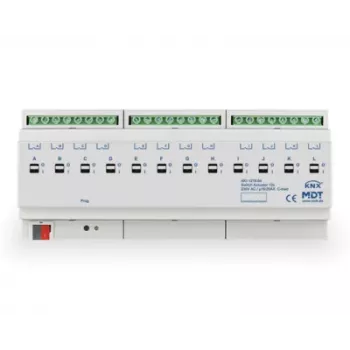 MDT AKI-1216.04 KNX komutācijas aktulators, 12 kanāli, 12 TE DIN sliedei, 16/20 A, 230 V AC, kapacitīvā slodze 200 µF