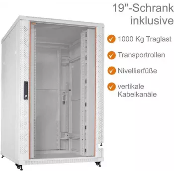 IT-BUDGET 19 inch Server Rack SRK - 27U - 800x1000 mm - Stikla/Tērauda durvis - Kabeļu kanāli - Salikts - Gaiši pelēks (99ITB19SRK27810GGNM)