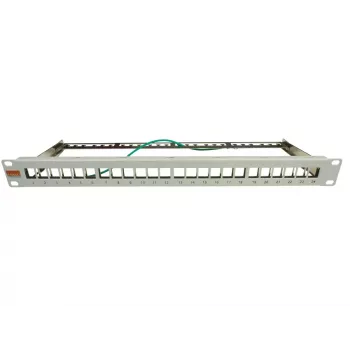 IT-BUDGET 19 inch 24 portu Keystone patch panelis, 1U, neapkārtots, gaiši pelēks 90ITBMT24PORTG