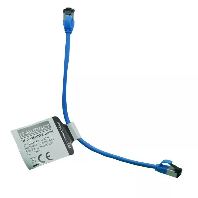 IT-BUDGET Cat.8.1 slaidais Ethernet tīkla kabelis, S/FTP, 40Gbps, 2000MHz, LSZH, PoE+, zils, 0,5m 90ITBSLIM81PK050B