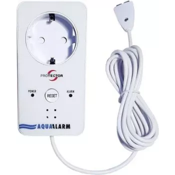 M-E MODERN-ELECTRONICS ME WA-5 ūdens detektors ar iebūvētu kontaktligzdu, 230V, 2m sensora kabelis, skaņas signāls >85dB, sarkana LED, Schuko kontaktligzdas pārslēgšana 16A