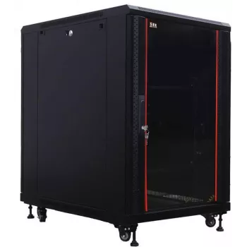 IT-BUDGET 19 collu tīkla skapis SRK - 18U - 600x1000 mm - Stikla/tērauda durvis - Salikts - Melns (99ITB19SRK18610GSNM)