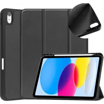 DIGISTOR HK drivego iPad 11. paaudzes A16 2025 / 10. paaudzes 2022 (11/10,9 collu) vāciņš ar pildspalvas turētāju, trīsdaļīgu statīvu, automātisku miega/aktivizēšanas funkciju, elastīgu TPU pārsegu iPad 10. paaudzei/11. paaudzei, melns