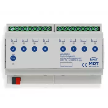 MDT AMI-0816.03 KNX komutācijas aktulators, 8 kanāli, 16/20 A, 230 V, 8 TE, DIN sliedei