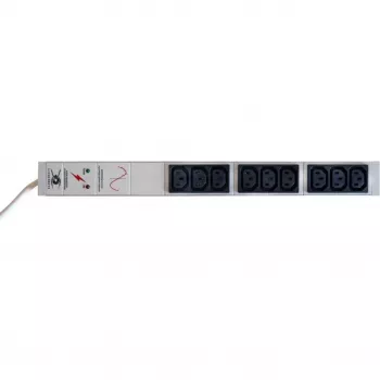 Liebernetz 9 kontaktligzdu C13 rack PDU ar pārsprieguma aizsardzību un EMI/RFI filtru, gaiši pelēks 90LNSDL9C13NF