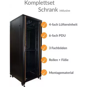 IT-BUDGET 19 inch Servera skapis SRK pilns komplekts 42U 800x1000 mm melns, salikts