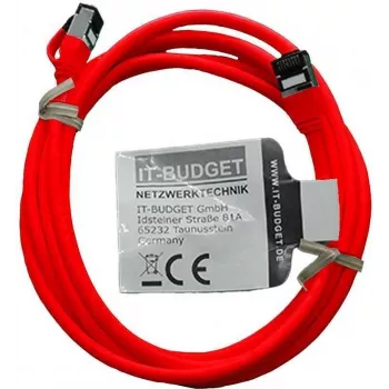 IT-BUDGET Full Copper Premium komutacinis kabelis - Slim AWG 28 - Cat.8.1 - 2000 MHz - bez halogēna - PoE+ - 40Gbit - sarkans - 3 m (90ITBSLIM81PK3R)