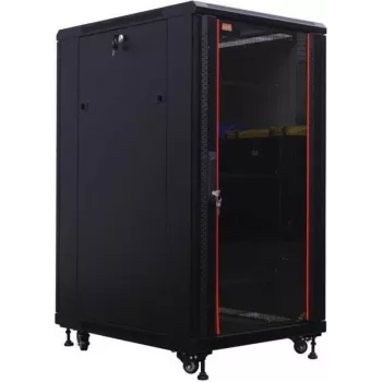 IT-BUDGET 19 inch Servera Skapis SRK - 27U - 600x1000 mm - Stikla/Tērauda Durvis - Samontēts - Melns 99ITB19SRK27610GSNM