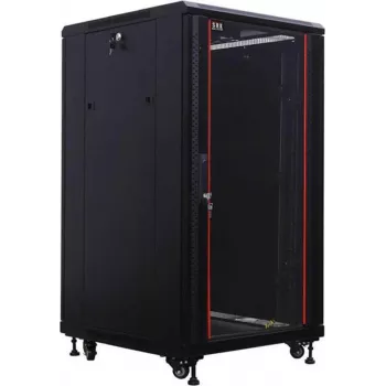 IT-BUDGET 19 inch Tīkla skapis SRK - 18U - 600x800 mm - Stikla/Tērauda durvis - Saliekams - Melns (90ITB19SRK1868GSN)