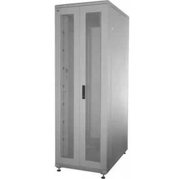 IT-BUDGET 19 inch tīkla skapis SRK komplekts 42U 600x600 mm perforētas dubultdurvis priekšā un aizmugurē, 4 aktīvie ventilatori, PDU, plaukti, izjaukts, gaiši pelēks (90ITB19SRK4266DTG)