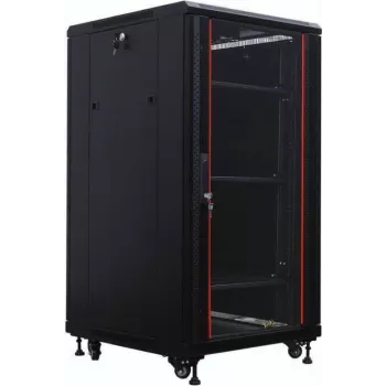 IT-BUDGET 19 inch Tīkla skapis SRK - 22U - 600x800 mm - Stikla/Masīva durvis - Flatpack - Melns (90ITB19SRK2268GSN)