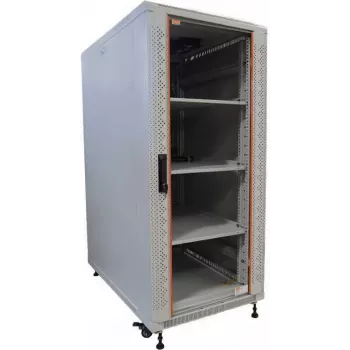 IT-BUDGET 19 inch Tīkla skapis SRK Komplekts 22U 600x600 mm Stikla/Tērauda durvis 4 ventilatori PDU plaukti Išjaukts Gaiši pelēks 90ITB19SRK2266GG