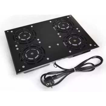 IT-BUDGET ventilatora bloks SRK grīdas skapjiem - 4 aktīvie ventilatori - 640 m³/h gaisa plūsma - termostats - slēdzis - melns (90ITB19SRKFAN4S)