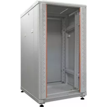 IT-BUDGET 19 inch Tīkla skapis SRK, 18U, 600x600 mm, Stikla/Tērauda durvis, Flatpack, Gaiši pelēks 90ITB19SRK1866GGN