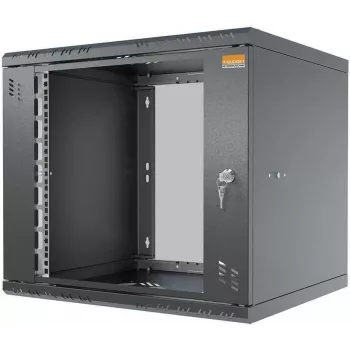 IT-BUDGET 19 collu sienas skapis TAUNUS 9U 450mm stikla durvis slēdzams melns (90ITB19945GS)
