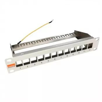 IT-BUDGET 10 inch tukšs patch panelis Keystone moduļiem - 12 porti - ekranēts - 1U - neuzpildīts - pelēks (90ITB10MT12PG)