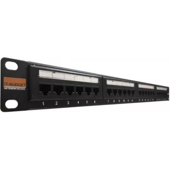 IT-BUDGET 19 inch Patch Panel - 24 portu - Cat.6 - 250MHz - Neekranēts - 1U - Melns (90ITBPP6US)