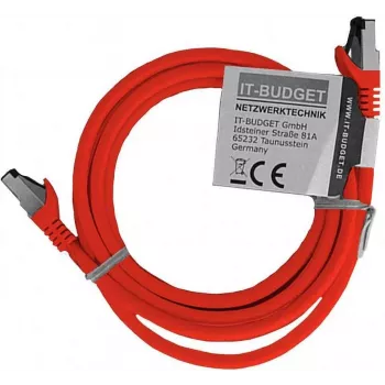 IT-BUDGET Full Copper Premium komutacinis kabelis - Flex AWG 26 - Cat.8.1 - 2000 MHz - bez halogēna - PoE+ - 40Gbit - sarkans - 3 m 90ITBFLEX81PK3R