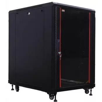 IT-BUDGET 19 inch Tīkla skapis SRK - 18U - 600x1000 mm - Stikla/Tērauda durvis - Saliekams - Melns 90ITB19SRK18610GSN