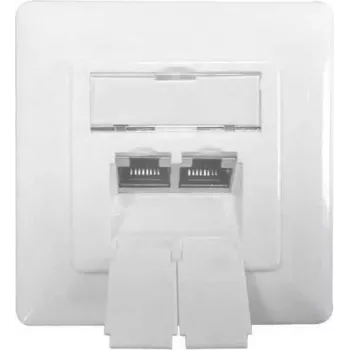 IT-BUDGET Tīkla datu kontaktligzda 2x RJ45 sievišķais Cat.6A ekranēta gaiši balta iegremdēta horizontāla PoE+ 90ITBDDSW