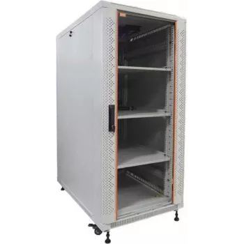 IT-BUDGET 19 inch Server Rack SRK komplekts - 27U, 600x1000 mm, stikla/tērauda durvis, 4 aktīvie ventilatori, PDU, plaukti, gaiši pelēks 90ITB19SRK27610GG