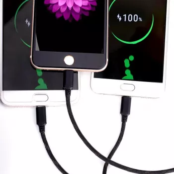 CYOO 3-in-1 USB uzlādes un datu kabelis - Micro USB, USB-C, Lightning - melns
