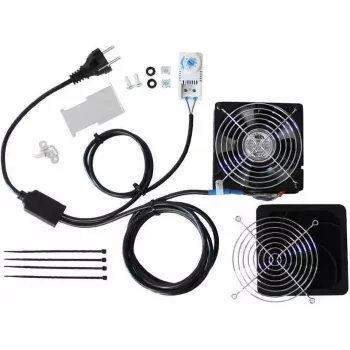 IT-BUDGET IT skapja ventilatora komplekts ar termostatu, 160 m³/h, 230 V, iepriekš savienots, 1 ventilators 90ITBTKD180603KTHS128