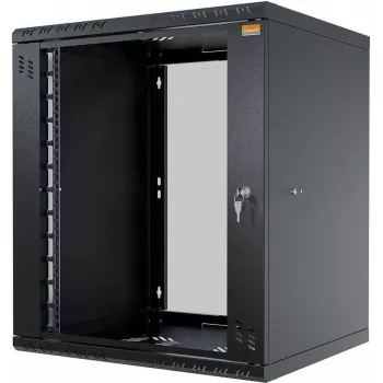 IT-BUDGET 19 inch Tīkla skapis TAUNUS 12U, 450 mm dziļums, stikla durvis, slēdzams, melns 90ITB191245GS