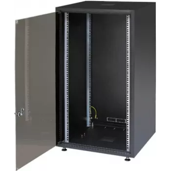 IT-BUDGET 19 inch Servera skapis SJB - 18U - 600x800 mm - Stikla durvis - Aizmugures panelis - Melns (W-SJB6080-18S-161)