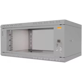 IT-BUDGET TAUNUS 19 inch sienas skapis 4U, 350mm dziļums, stikla durvis, gaiši pelēks 90ITB19435GG