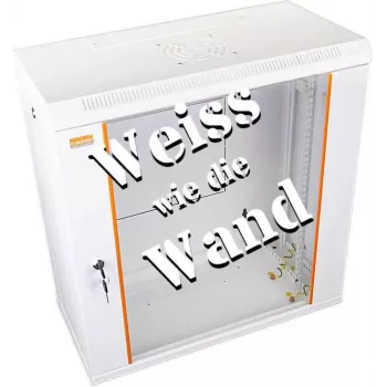 IT-BUDGET 19 collu sienas montāžas tīkla skapis SWA 12U 600x300mm ar stikla durvīm, noņemamām sānu malām, tīri balts 90ITB19WS1263GW