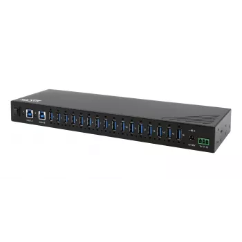 EXSYS EX-11236HMS 16 portu USB 3.2 Gen 1 industriālais centrmezgls ar 15KV ESD aizsardzību, sienas un DIN sliedes montāžai