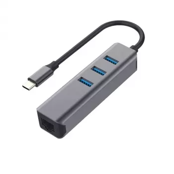 EXSYS EX-1133-N-3 USB 3.2 Gen 1 centrmezgls ar 3x USB-A portiem un Gigabit Ethernet (USB-C)