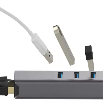 EXSYS EX-1133-N-3 USB 3.2 Gen 1 centrmezgls ar 3x USB-A portiem un Gigabit Ethernet (USB-C)