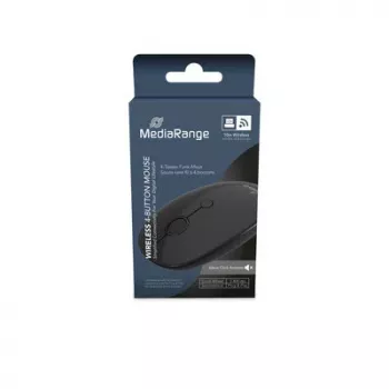 MEDIARANGE MROS268 Simetriskā bezvadu optiskā pele, 2.4 GHz, 1600 DPI, melna