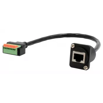 EXSYS EX-49161 D-tipa RJ45 sieviešu uz 8 kontaktu spaiļu bloku adapteris ar pogu, CAT.5e, 20 cm