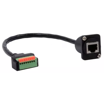 EXSYS EX-49161 D-tipa RJ45 sieviešu uz 8 kontaktu spaiļu bloku adapteris ar pogu, CAT.5e, 20 cm