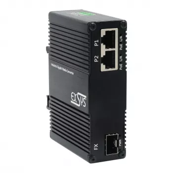 EXSYS EX-60344 2 portu PoE++ mediju pārveidotājs 90W, SFP, -40°C līdz +80°C