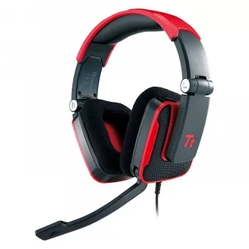 Thermaltake Tt eSPORTS SHOCK spēļu austiņas - Royal Red, vadu 3.5mm, virsauss, iemūkams mikrofons, salokāmas