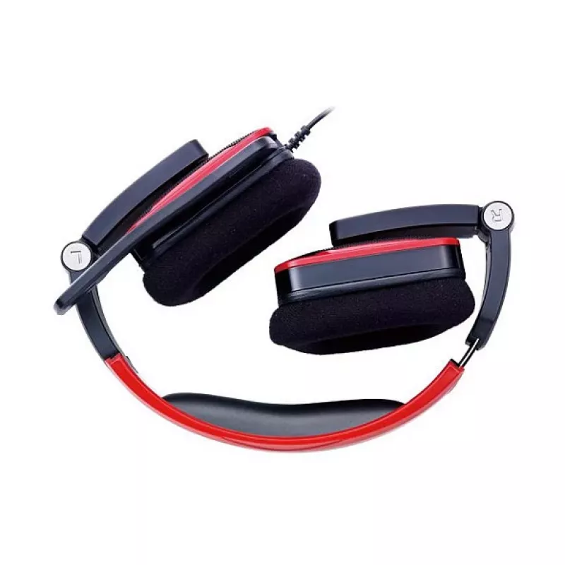 Thermaltake Tt eSPORTS SHOCK spēļu austiņas - Royal Red, vadu 3.5mm, virsauss, iemūkams mikrofons, salokāmas