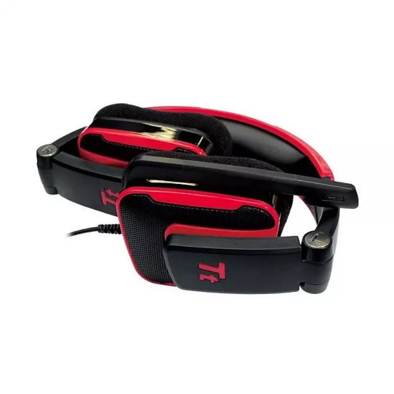 Thermaltake Tt eSPORTS SHOCK spēļu austiņas - Royal Red, vadu 3.5mm, virsauss, iemūkams mikrofons, salokāmas