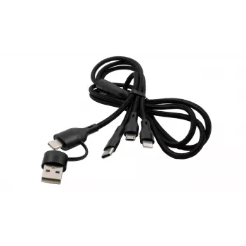 EXSYS EX-K1404 2-in-1 uz 3-in-1 USB-C/A uz USB-C/Micro B/Lightning daudzfunkcionāls uzlādes un datu kabelis, 1,2m, melns