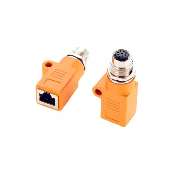 EXSYS EX-49501 industriālais M12 A-kodēts 8-pinu sievišķais uz RJ45 sievišķo adapteris, Gigabit Ethernet, IP67