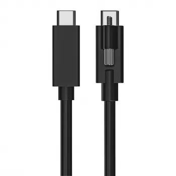 EXSYS EX-K1595V-2.0 USB-C uz USB-C kabelis, 2m, melns, ar skrūvējamu fiksatoru