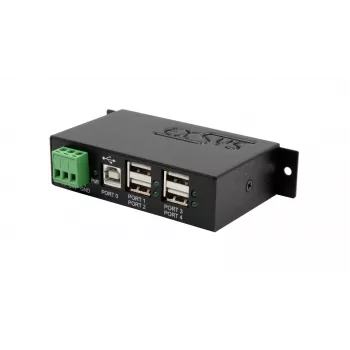 EXSYS EX-1594HMS USB 2.0 4 portu industriālais koncentrators ar DIN sliedes komplektu