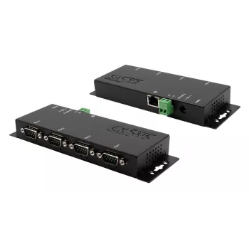 EXSYS EX-6164 4 portu RS-232 sērijas ierīču serveris, Ethernet uz seriālo, metāla korpuss, 10/100 Mbps, Virtual COM