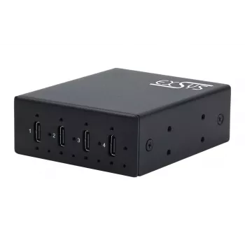 EXSYS EX-12274HMS USB 3.2 Gen 2x1 4-portu industriālais metāla centrmezgls, 10Gbps, 15KV ESD, sienas/DIN sliedes montāža